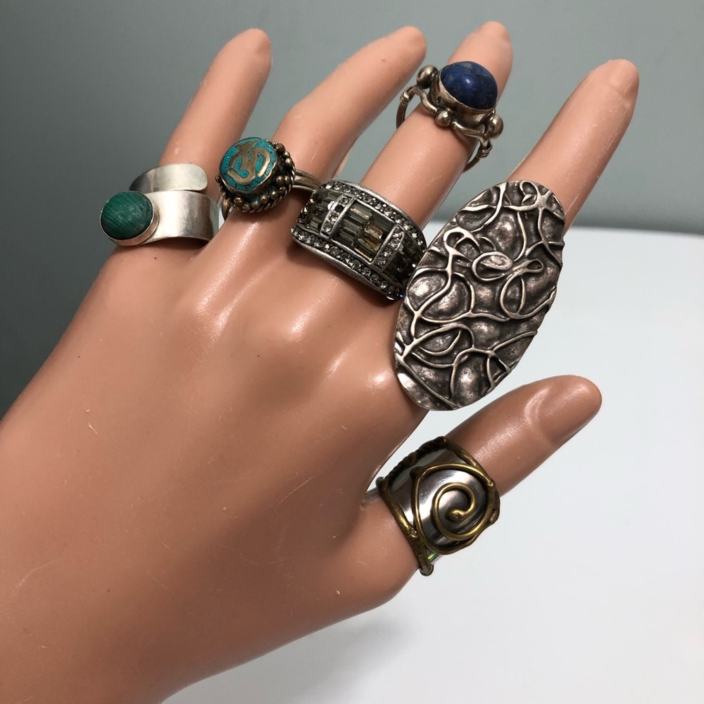 Lot Of 6 Cocktail Fashion Rings